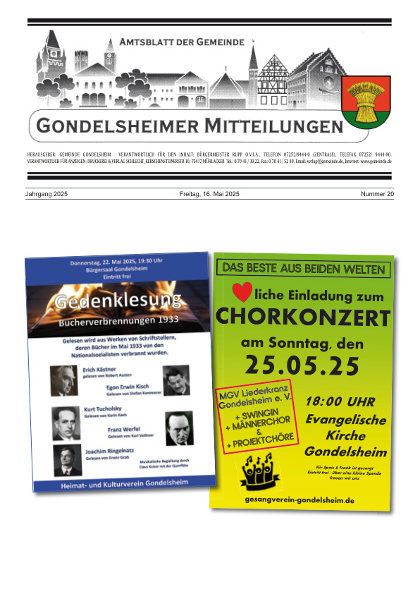 Mehr über den Artikel erfahren Gondelsheim KW 20