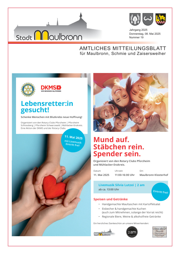 Mehr über den Artikel erfahren Maulbronn KW 19