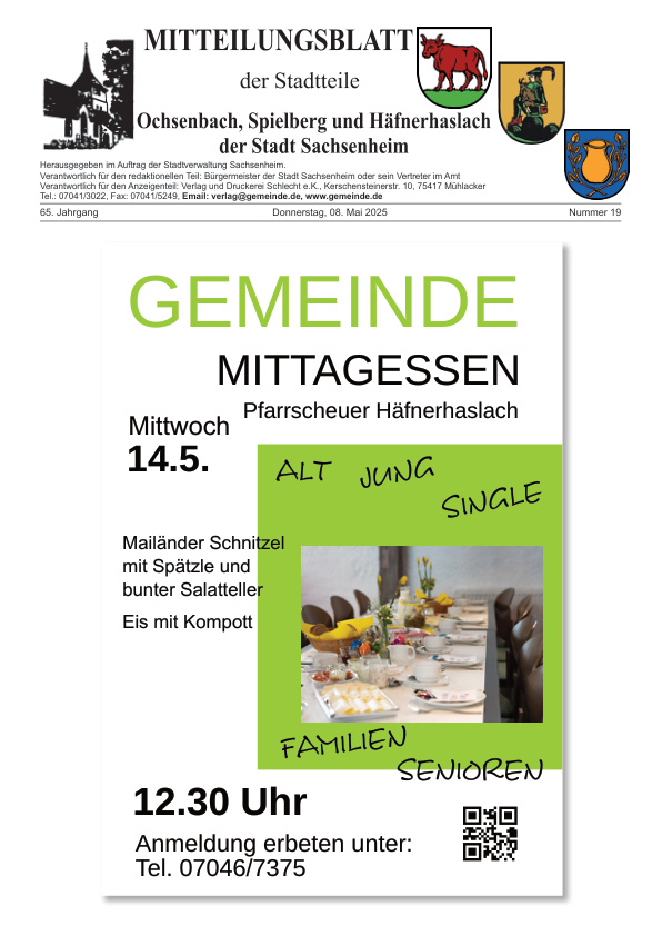 Mehr über den Artikel erfahren Ochsenbach/Spielberg/Häfnerhaslach KW 19