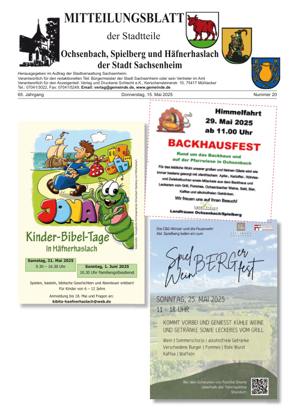 Mehr über den Artikel erfahren Ochsenbach/Spielberg/Häfnerhaslach KW 20