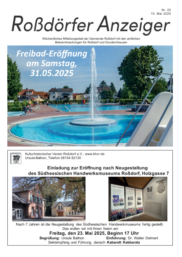 Mehr über den Artikel erfahren Roßdorf KW 20