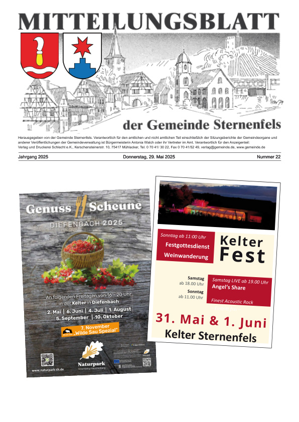 Mehr über den Artikel erfahren Sternenfels KW 22