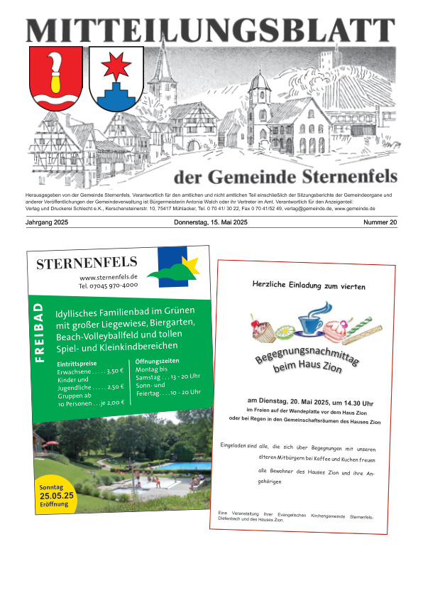 Mehr über den Artikel erfahren Sternenfels KW 20