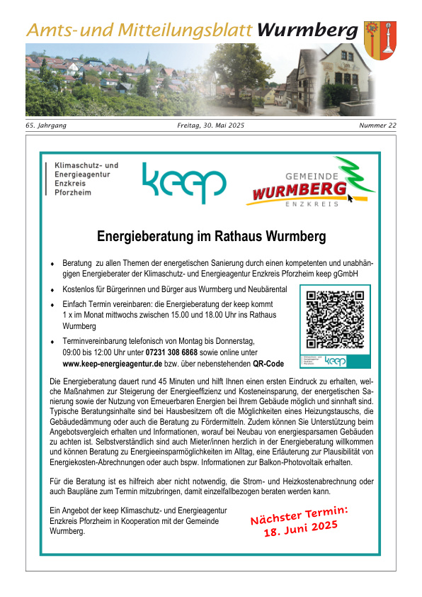 Mehr über den Artikel erfahren Wurmberg KW 22