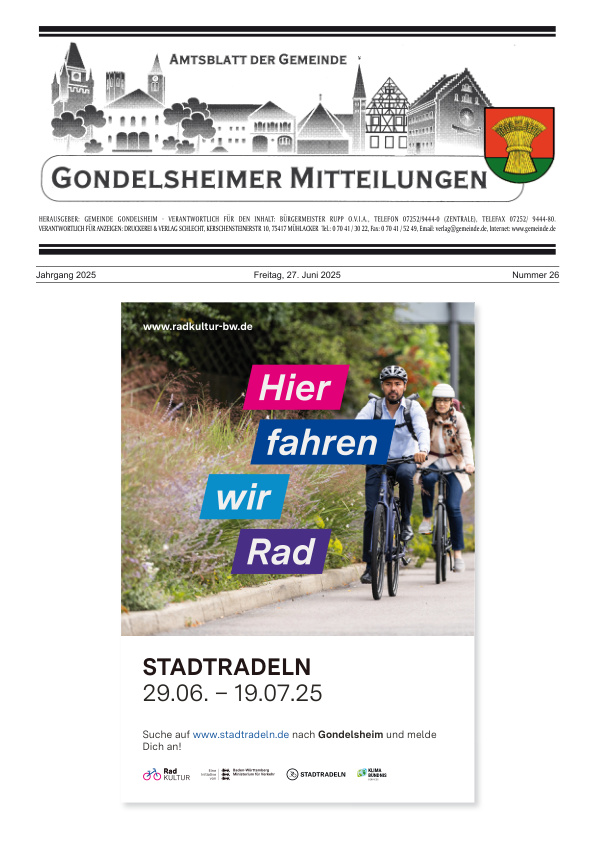 Mehr über den Artikel erfahren Gondelsheim KW 26