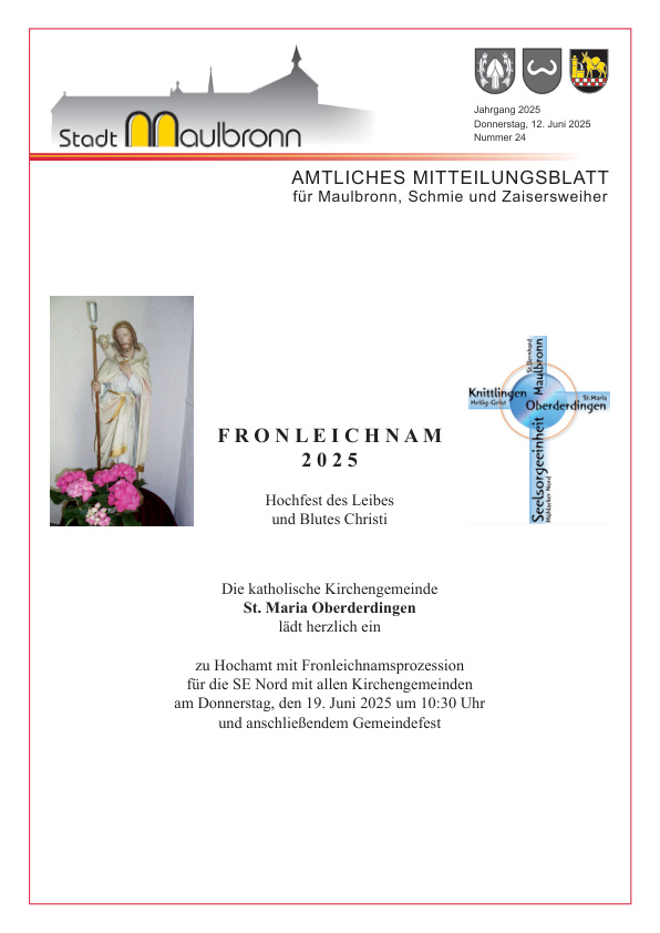 Mehr über den Artikel erfahren Maulbronn KW 24