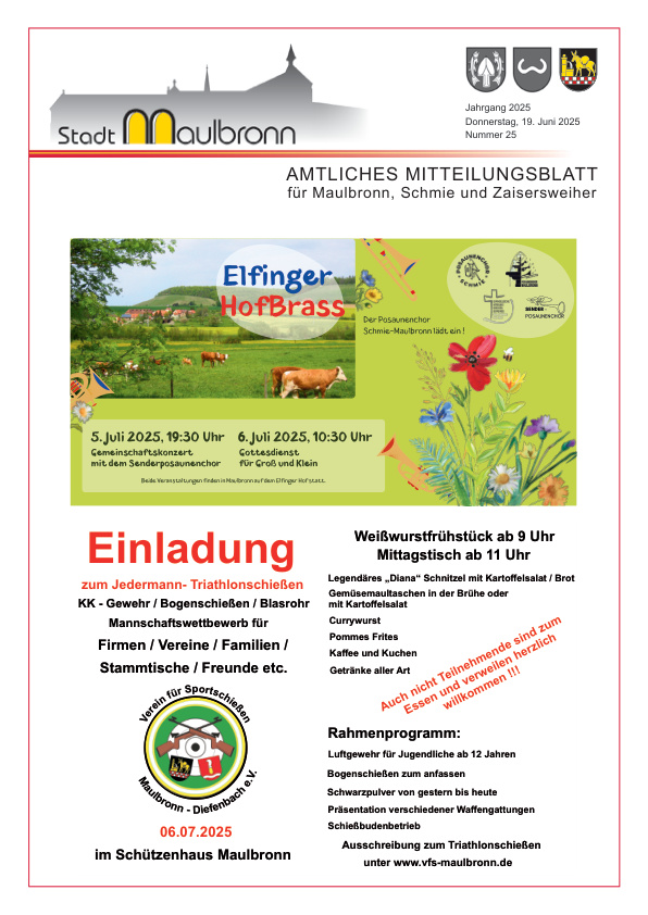 Mehr über den Artikel erfahren Maulbronn KW 25