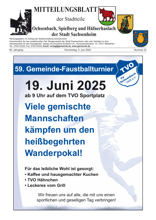 Mehr über den Artikel erfahren Ochsenbach/Spielberg/Häfnerhaslach KW 23