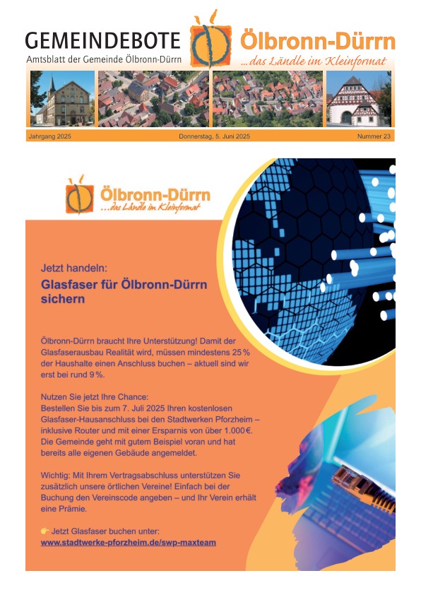 Mehr über den Artikel erfahren Ölbronn-Dürrn KW 23