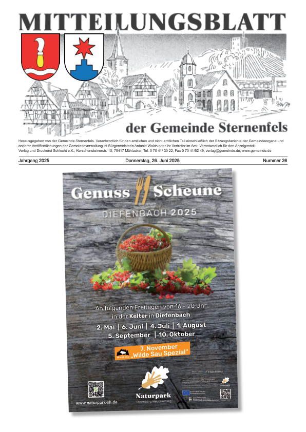Mehr über den Artikel erfahren Sternenfels KW 26