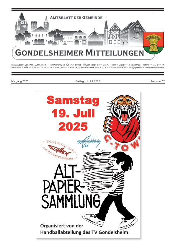 Mehr über den Artikel erfahren Gondelsheim KW 28