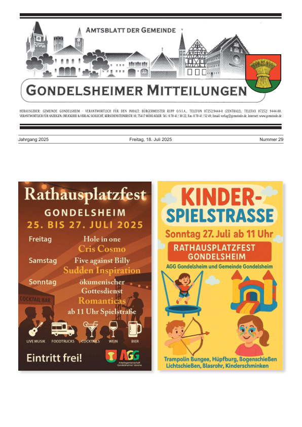 Mehr über den Artikel erfahren Gondelsheim KW 29