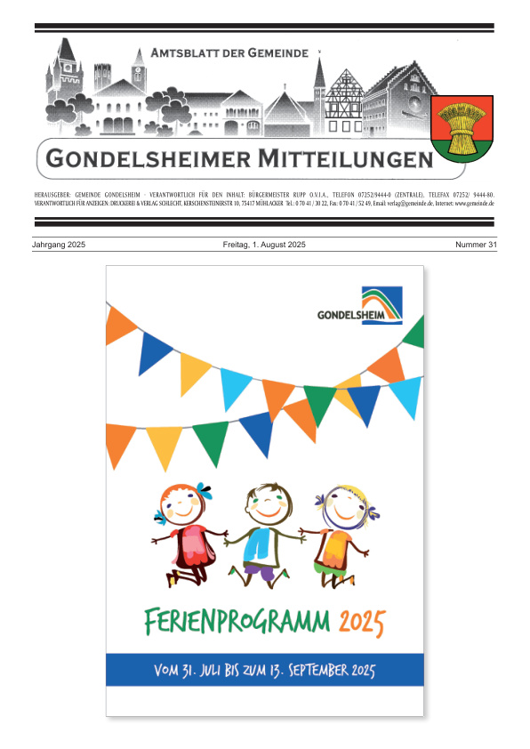 Mehr über den Artikel erfahren Gondelsheim KW 31