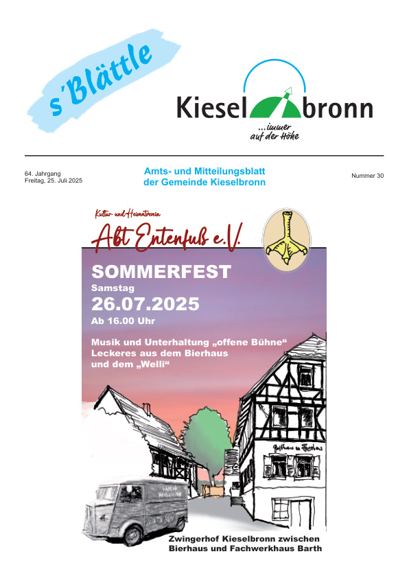 Mehr über den Artikel erfahren Kieselbronn KW 30