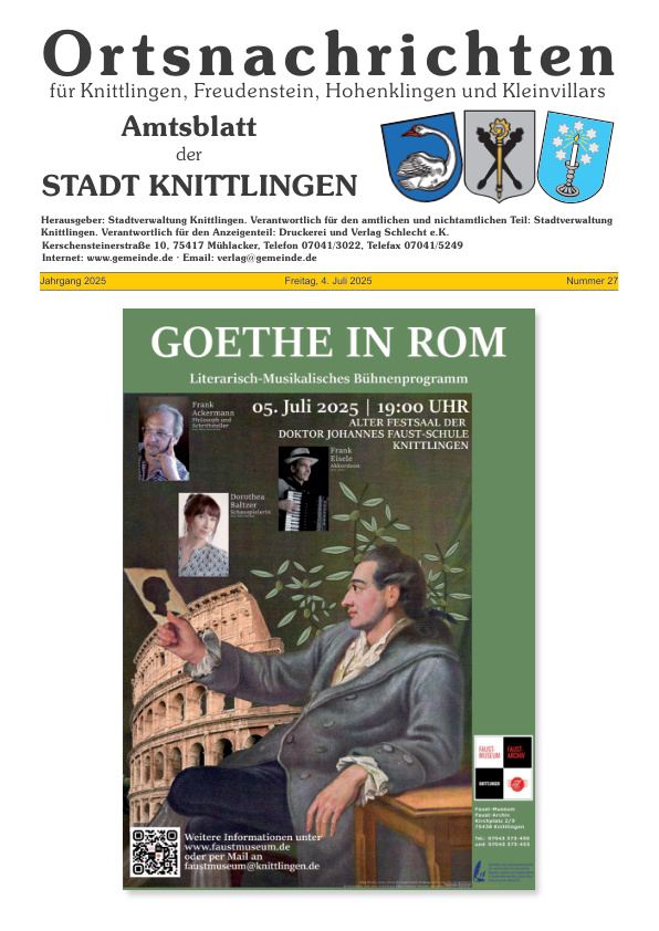 Mehr über den Artikel erfahren Knittlingen KW 27