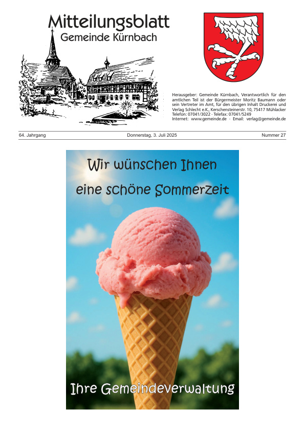 Mehr über den Artikel erfahren Kürnbach KW 27