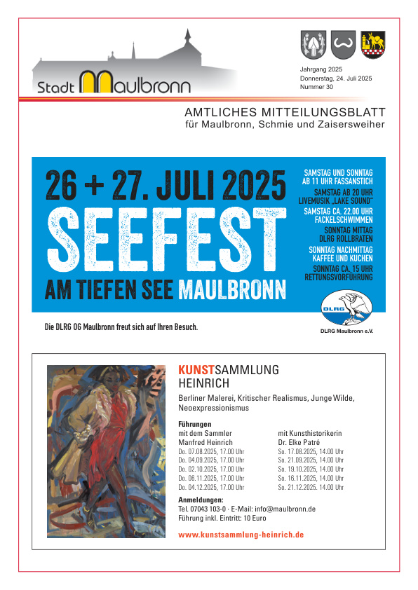 Mehr über den Artikel erfahren Maulbronn KW 30
