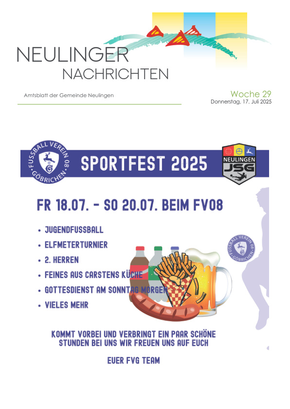 Mehr über den Artikel erfahren Neulingen KW 29
