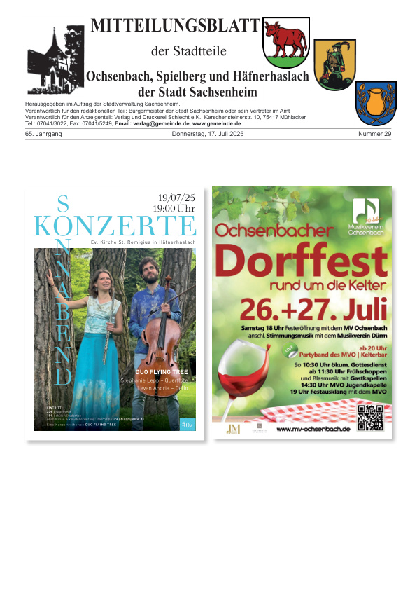 Mehr über den Artikel erfahren Ochsenbach/Spielberg/Häfnerhaslach KW 29