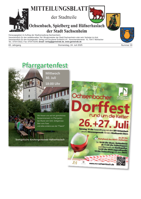 Mehr über den Artikel erfahren Ochsenbach/Spielberg/Häfnerhaslach KW 30