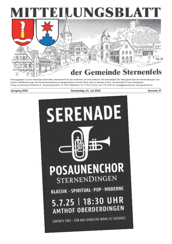 Mehr über den Artikel erfahren Sternenfels KW 27