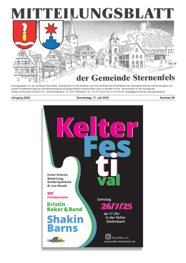 Mehr über den Artikel erfahren Sternenfels KW 29