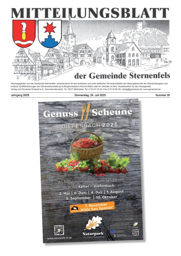 Mehr über den Artikel erfahren Sternenfels KW 30