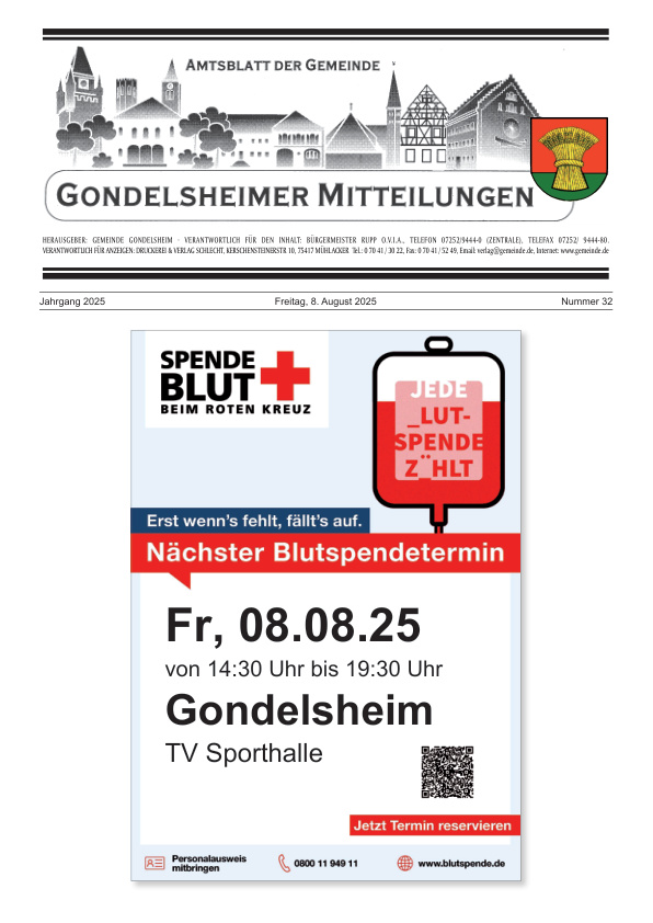 Mehr über den Artikel erfahren Gondelsheim KW 32-34