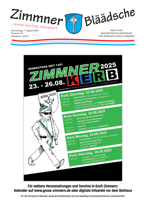 Mehr über den Artikel erfahren Groß-Zimmern KW 32-34