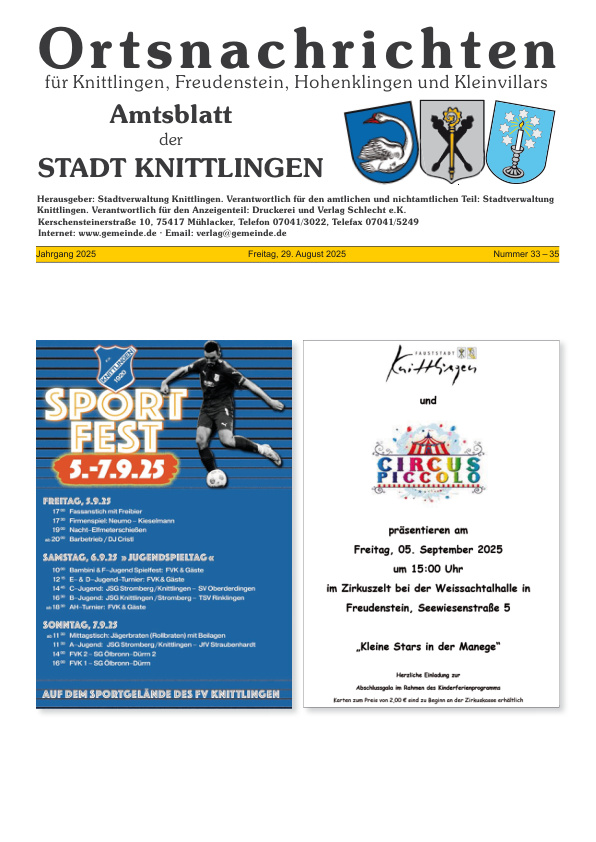 Mehr über den Artikel erfahren Knittlingen KW 35