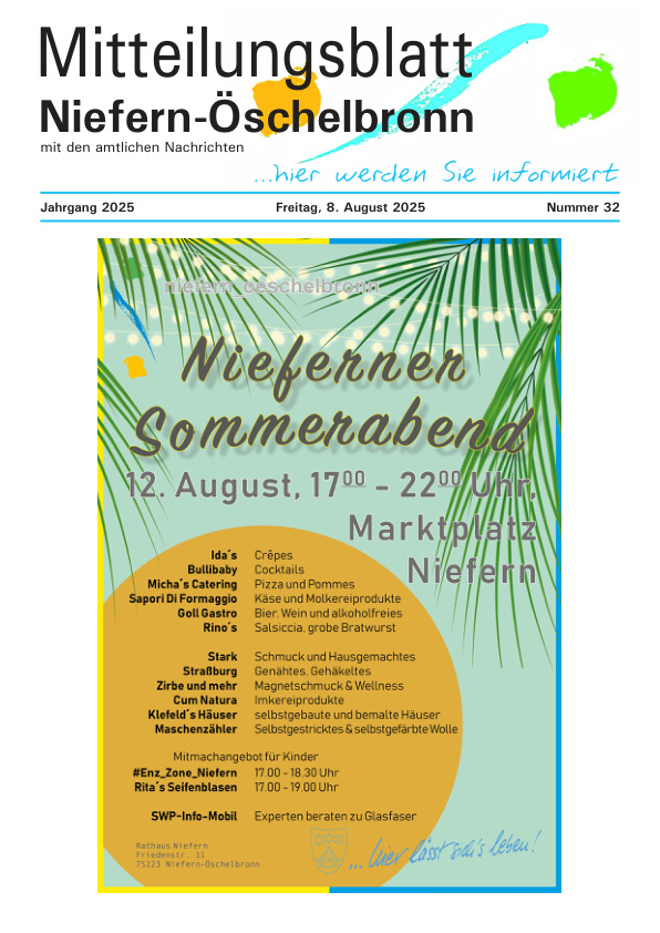 Mehr über den Artikel erfahren Niefern-Öschelbronn KW 32-34