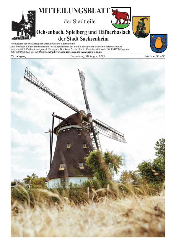 Mehr über den Artikel erfahren Ochsenbach/Spielberg/Häfnerhaslach KW 35