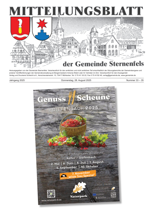 Mehr über den Artikel erfahren Sternenfels KW 35