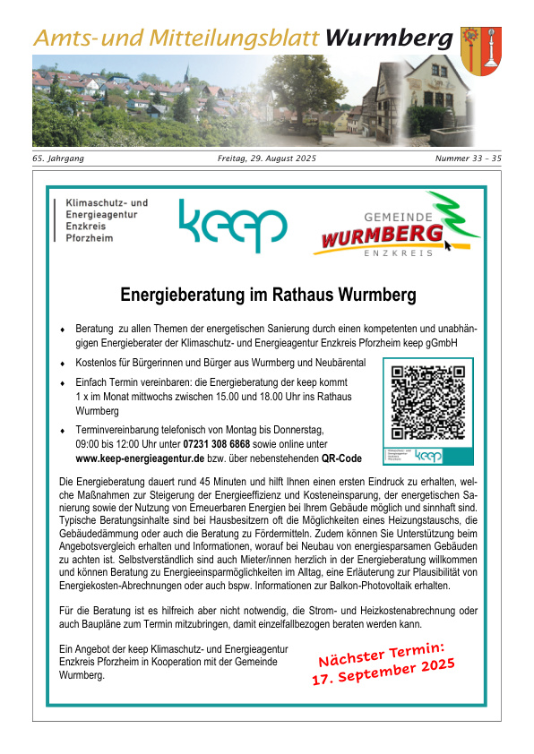 Mehr über den Artikel erfahren Wurmberg KW 35