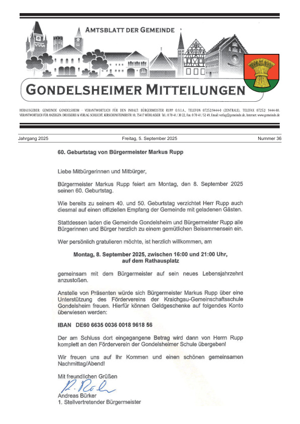 Mehr über den Artikel erfahren Gondelsheim KW 36