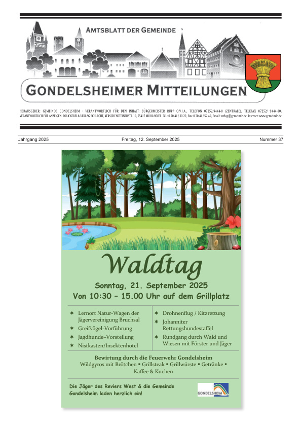 Mehr über den Artikel erfahren Gondelsheim KW 37