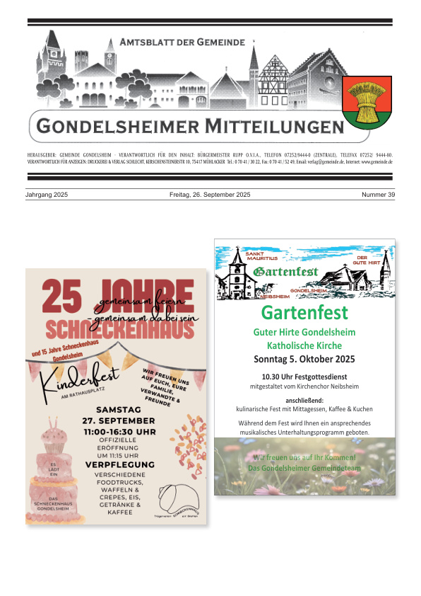 Mehr über den Artikel erfahren Gondelsheim KW 39