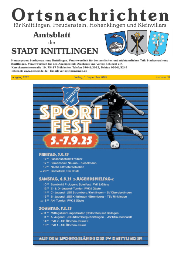 Mehr über den Artikel erfahren Knittlingen KW 36