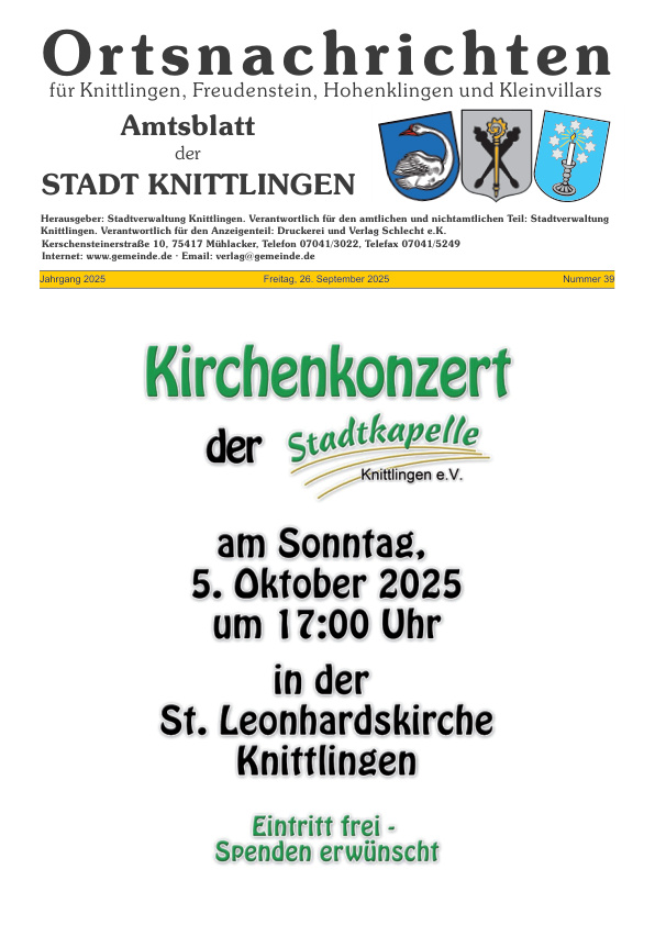 Mehr über den Artikel erfahren Knittlingen KW 39
