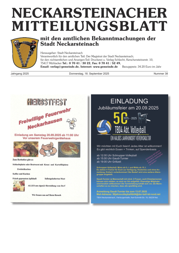 Mehr über den Artikel erfahren Neckarsteinach KW 38