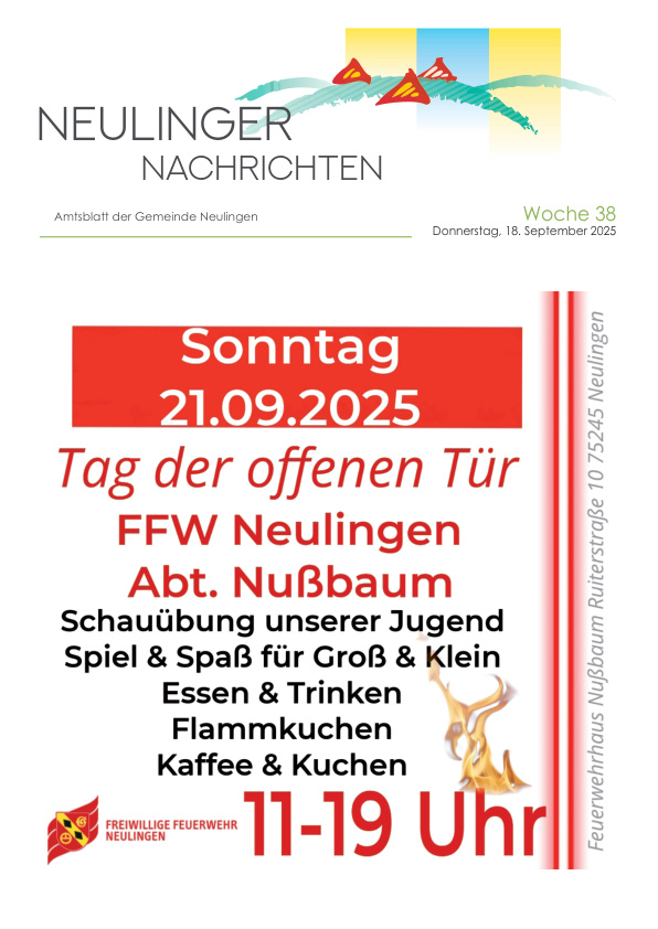 Mehr über den Artikel erfahren Neulingen KW 38