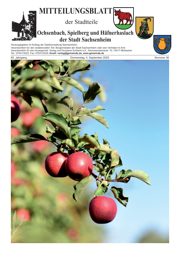 Mehr über den Artikel erfahren Ochsenbach/Spielberg/Häfnerhaslach KW 36