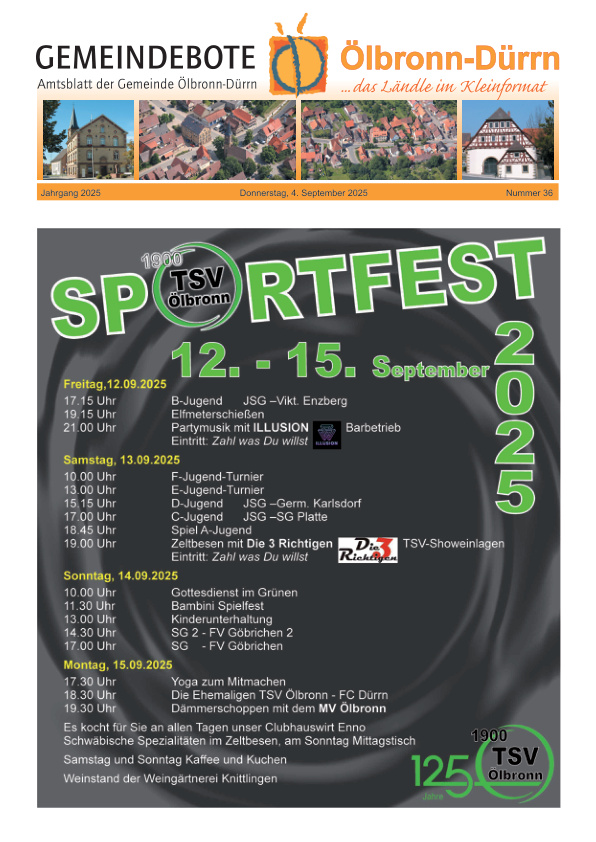 Mehr über den Artikel erfahren Ölbronn-Dürrn KW 36