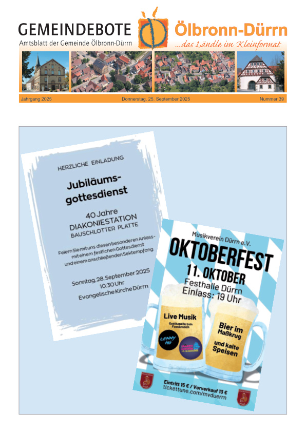 Mehr über den Artikel erfahren Ölbronn-Dürrn KW 39