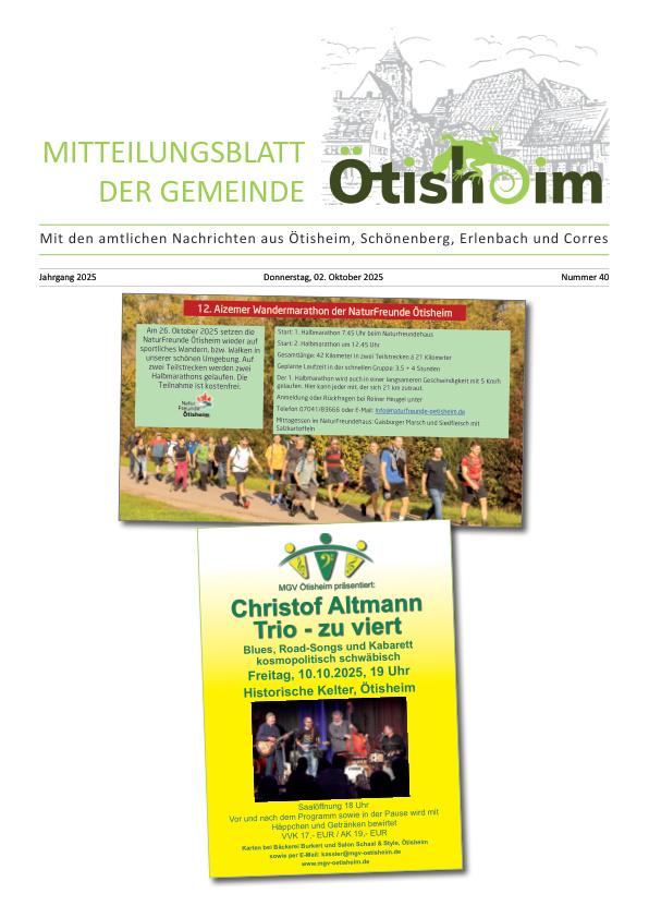 Mehr über den Artikel erfahren Ötisheim KW 40