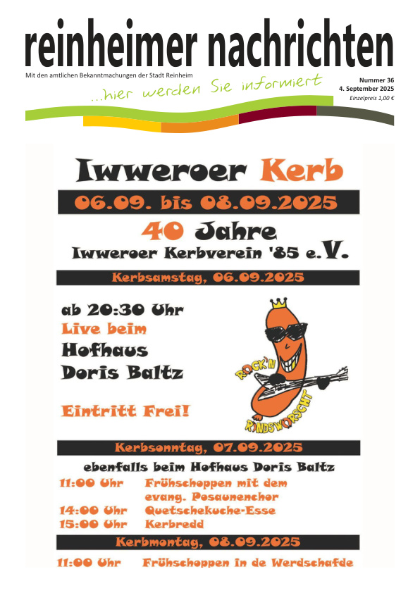 Mehr über den Artikel erfahren Reinheim KW 36
