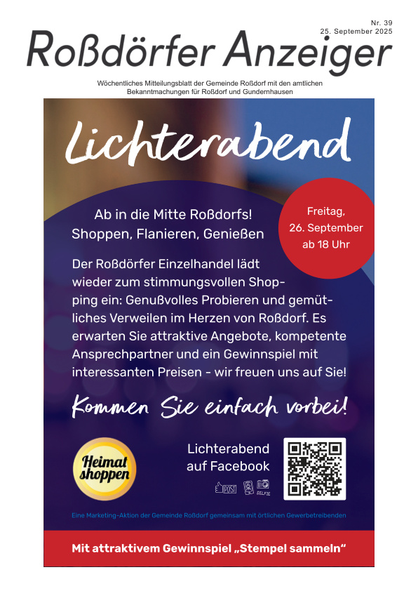 Mehr über den Artikel erfahren Roßdorf KW 39