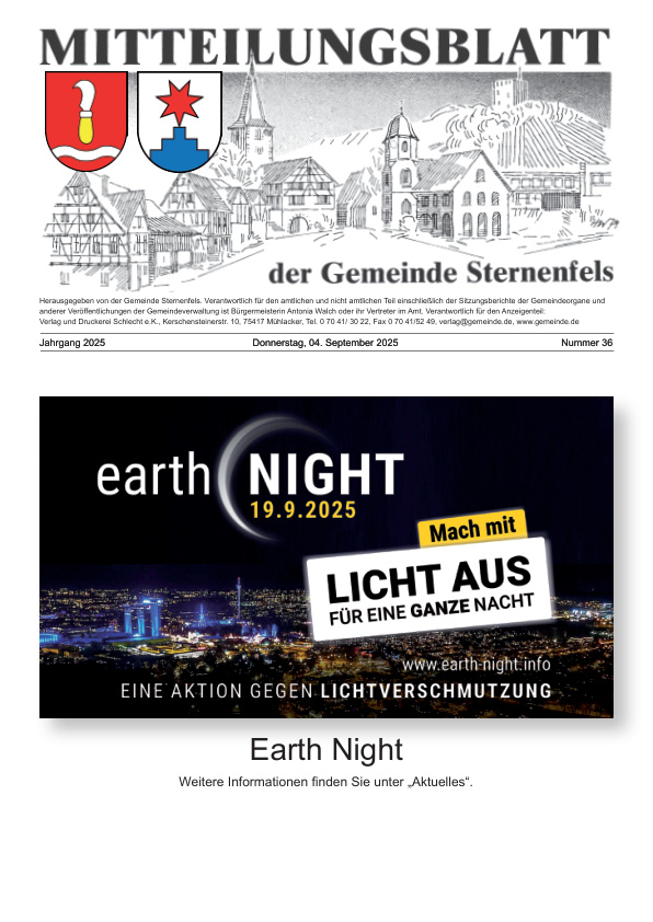 Mehr über den Artikel erfahren Sternenfels KW 36