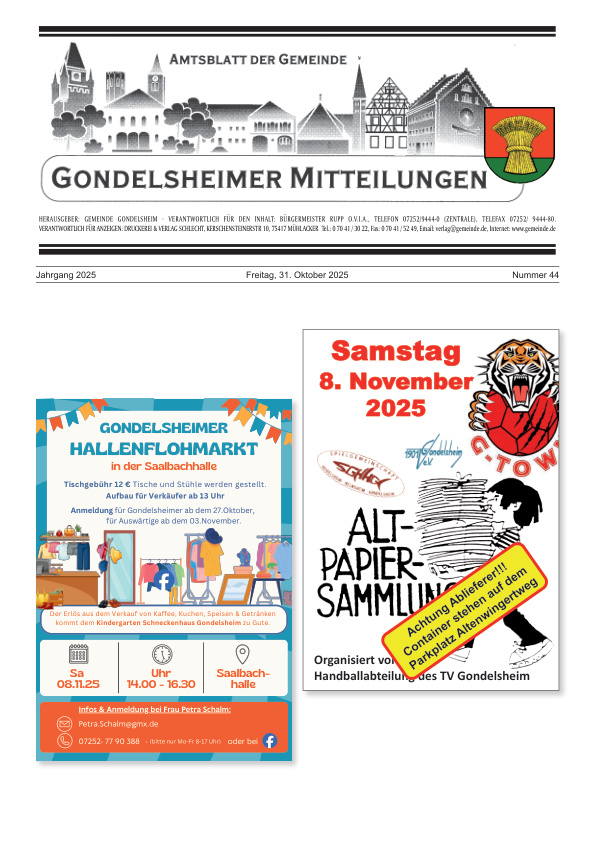 Mehr über den Artikel erfahren Gondelsheim KW 44