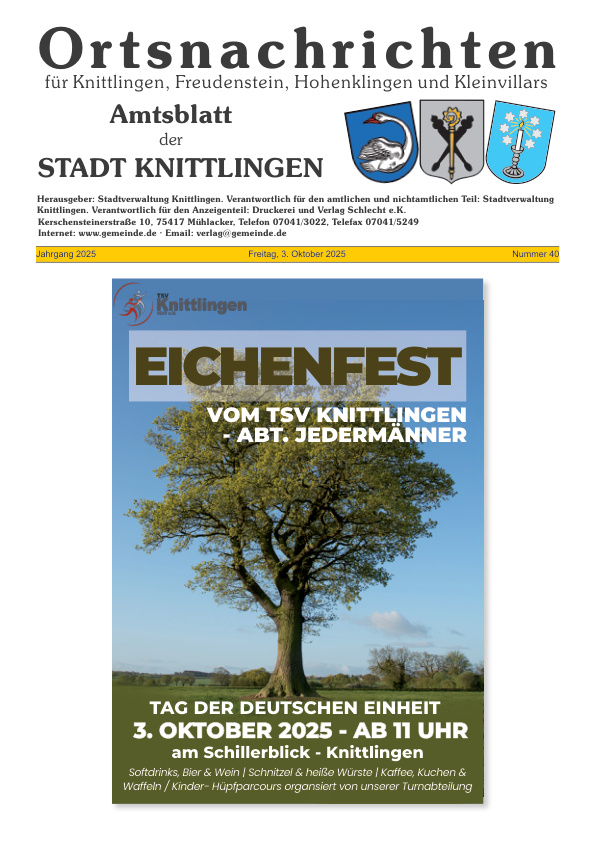 Mehr über den Artikel erfahren Knittlingen KW 40